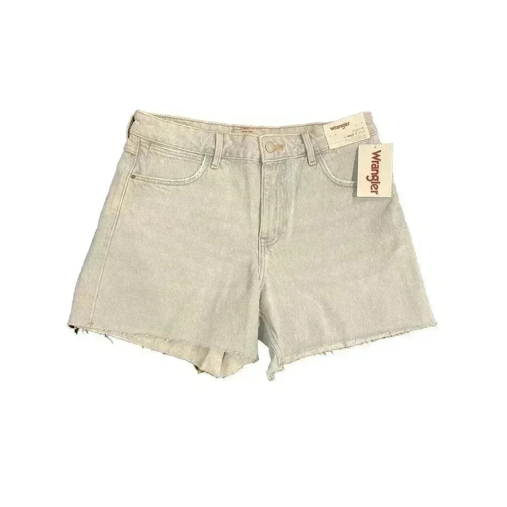 Wrangler Jean Shorts Cut Off Womens 6 28 High Rise Mom Vintage 4” Light Wash NWT